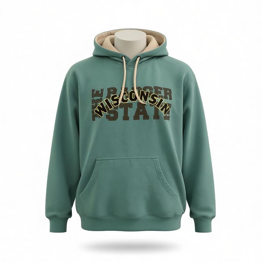 Vintage Wisconsin State Hoodie. Size Large